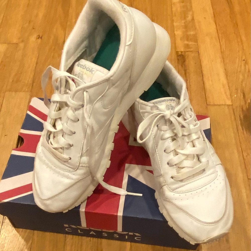 Reebok Classic Leather White Size 8.5 With Spenco Insoles